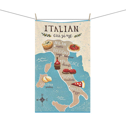 Italian Cuisine Map Tea Towel - Regional Food Guide Kitchen Gift