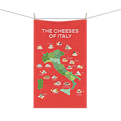 Cheeses of Italy Tea Towel - Culinary Map Kitchen Towel