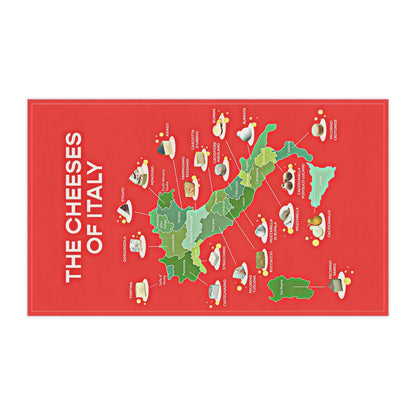 Cheeses of Italy Tea Towel - Culinary Map Kitchen Towel