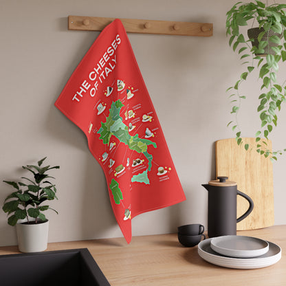 Cheeses of Italy Tea Towel - Culinary Map Kitchen Towel