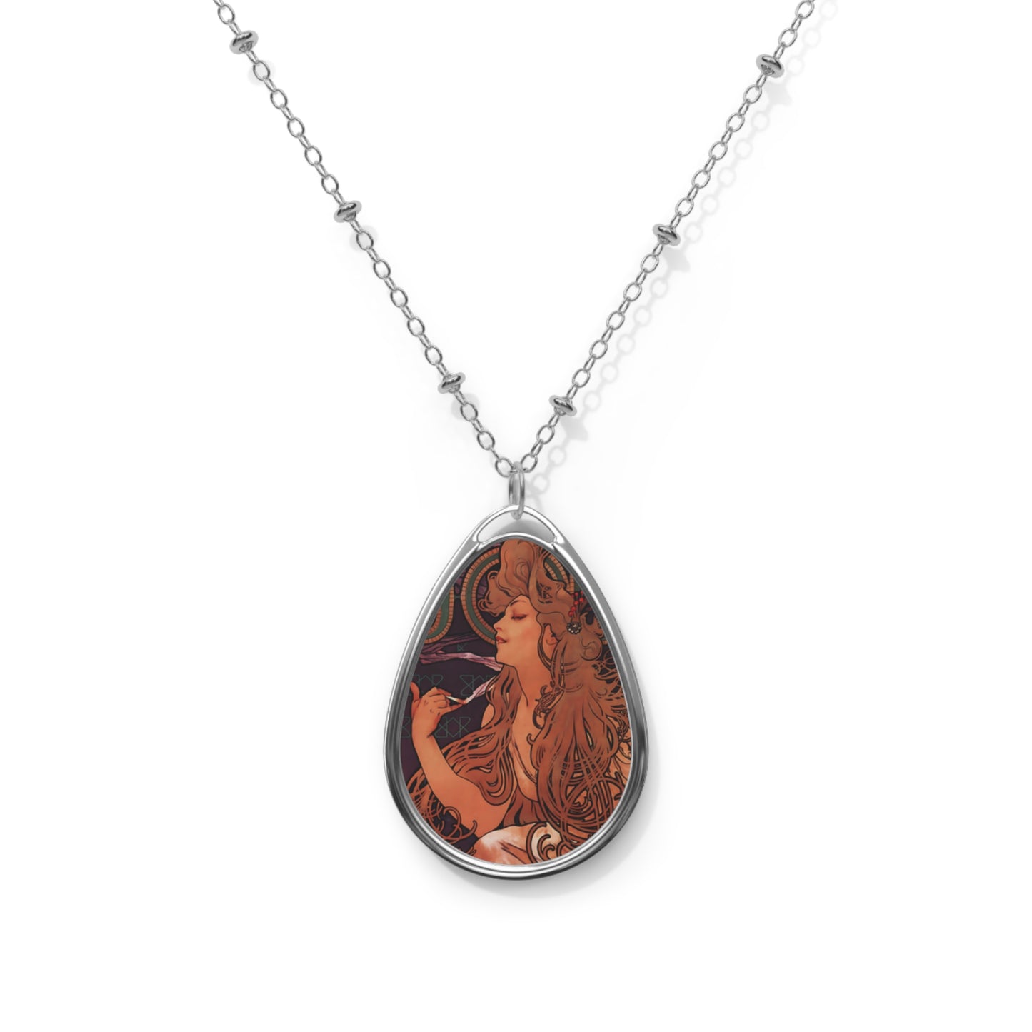 Alphonse Mucha Rеverie Art Nouveau Pendant Necklace