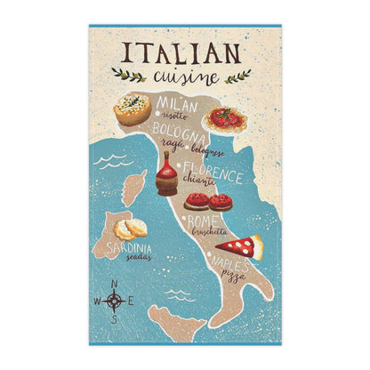 Italian Cuisine Map Tea Towel - Regional Food Guide Kitchen Gift