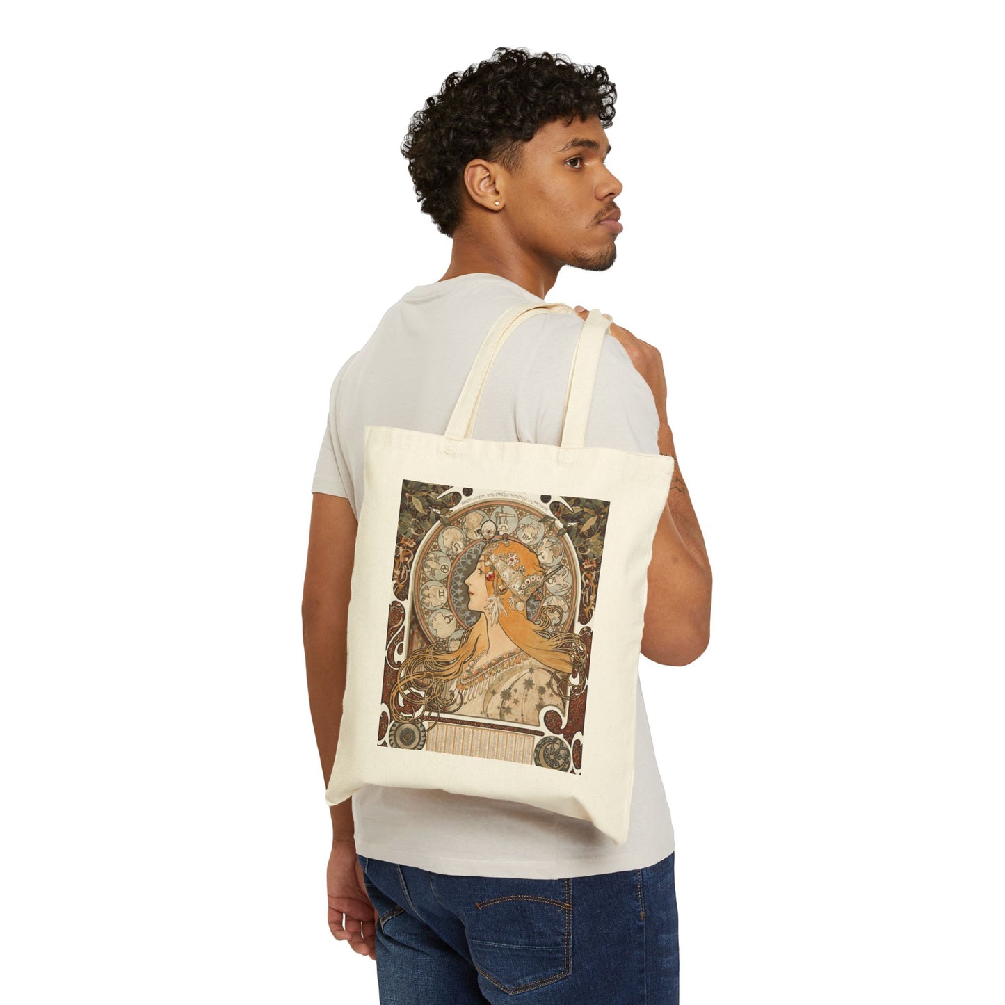 Alphonse Mucha Zodiac Art Nouveau Canvas Tote Bag