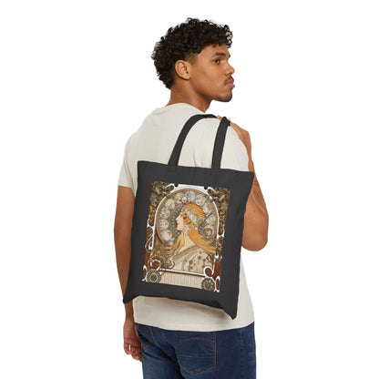 Alphonse Mucha Zodiac Art Nouveau Canvas Tote Bag